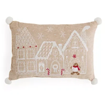 North Pole Trading Co . Gingerbread Village Rectangular Throw Pillow In Sand
