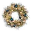 North Pole Trading Co . Gold And Navy North Star Wreath In Yellow