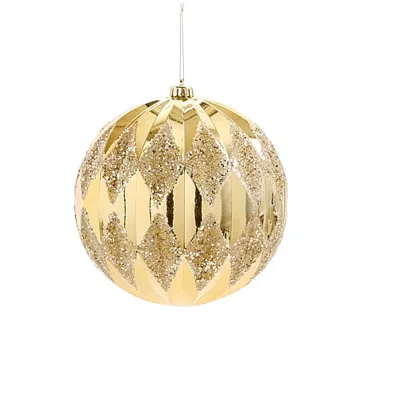 North Pole Trading Co . Gold Diamond Xxl Ball Christmas Ornament In Yellow