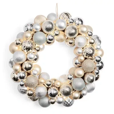 North Pole Trading Co . Gold Ornament Wreath In Yellow