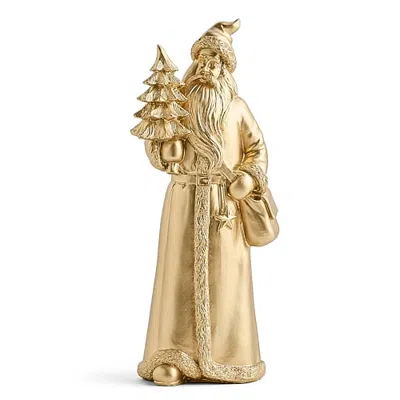 North Pole Trading Co . Gold Santa Figurine Christmas Tabletop Decor In Yellow
