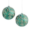 North Pole Trading Co . Green Leaf And Pearl Ball Set 2-pc. Christmas Ornament In Green