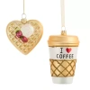 North Pole Trading Co . Heart Waffle And Coffee Set Christmas Ornament In Yellow
