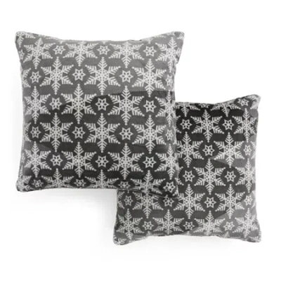 North Pole Trading Co . Holiday 2-pack Square Throw Pillow In Gray