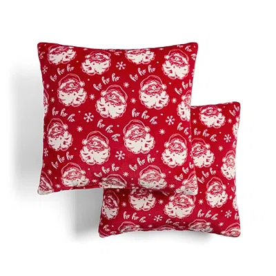 North Pole Trading Co . Holiday 2pk Red Santa 1 Pair Square Throw Pillow