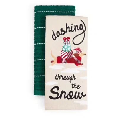 North Pole Trading Co . Holiday Dog 2-pc. Kitchen Towel In Multi