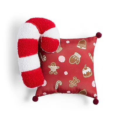 North Pole Trading Co . Holiday Mini 2pk Candy Cane 2-pc. Square Throw Pillow In Red