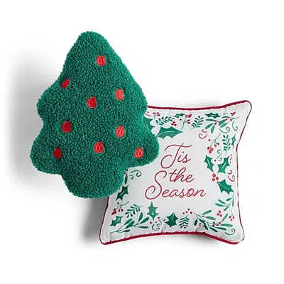 North Pole Trading Co . Holiday Mini 2pk Tree 2-pc. Square Throw Pillow In Green