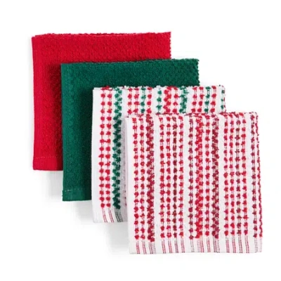 North Pole Trading Co . Holiday Stripe 4-pc. Dish Cloth Set In Multi