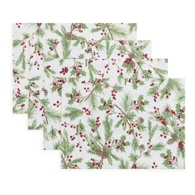 North Pole Trading Co . Holly Berry 4-pc. Placemat In White