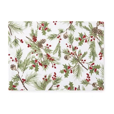 North Pole Trading Co . Holly Berry Placemat In White