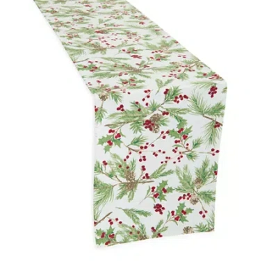 North Pole Trading Co . Holly Berry Table Runner In White