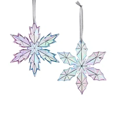 North Pole Trading Co . Iridescent Snowflake Set 2-pc. Christmas Ornament In Blue