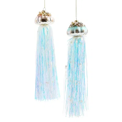 North Pole Trading Co . Jellyfish 2-pc. Christmas Ornament In Yellow