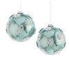 North Pole Trading Co . Learge Green Starl Ball Set 2-pc. Christmas Ornament In Green