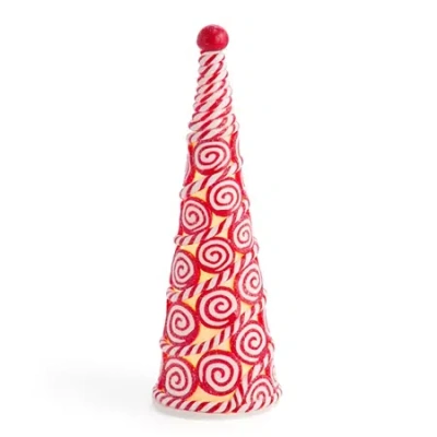 North Pole Trading Co . Medium Peppermint Tree Christmas Tabletop Decor In Red