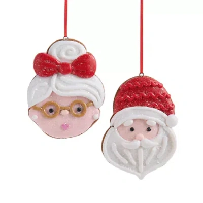 North Pole Trading Co . Mr And Mrs Clause Cookie Set 2-pc. Christmas Ornament In Red