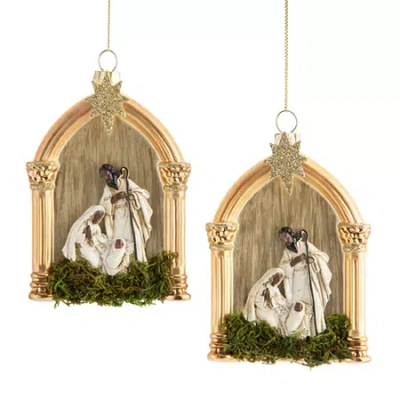 North Pole Trading Co . Nativity And Frame African American Set 2-pc. Christmas Ornament In White