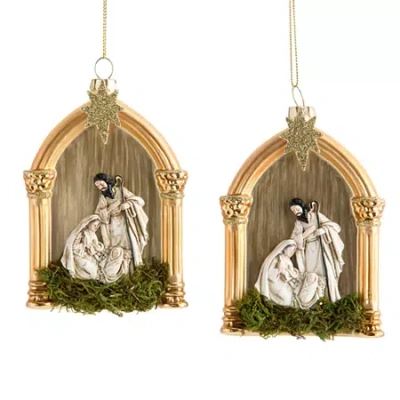 North Pole Trading Co . Nativity And Frame Set 2-pc. Christmas Ornament In White