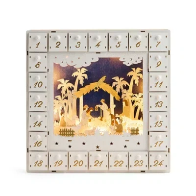 North Pole Trading Co . Nativity Christmas Advent Calendar In White