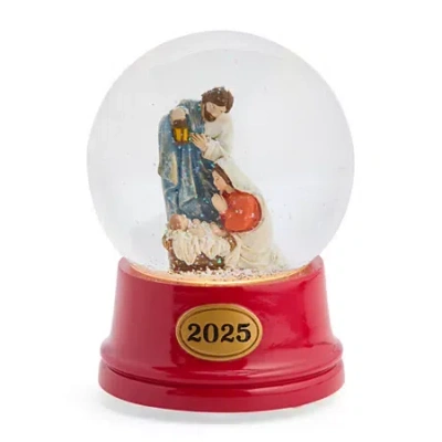 North Pole Trading Co . Nativity Christmas Snow Globe In Red