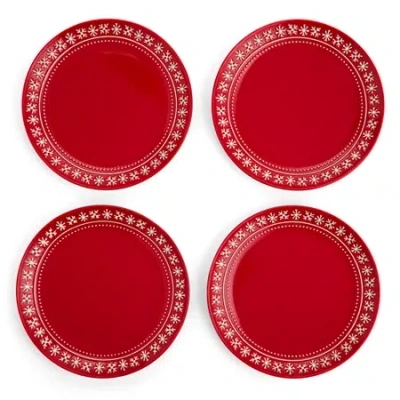 North Pole Trading Co . Noel 4-pc. Stoneware Dinner Plate In Red