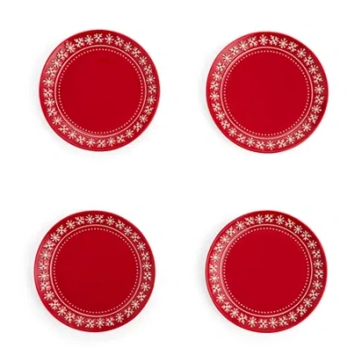 North Pole Trading Co . Noel 4-pc. Stoneware Salad Plate In Red
