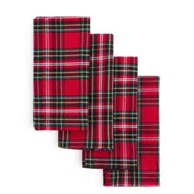North Pole Trading Co . Noel Market Plaid 4-pc. Napkins In Red