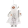 North Pole Trading Co . Oversized White & Silver Santa Christmas Ornament In Silver