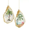 North Pole Trading Co . Painted Clam Set 2-pc. Christmas Ornament In Yellow