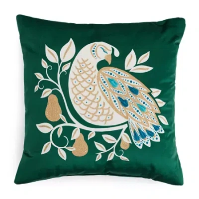 North Pole Trading Co . Partridge Square Throw Pillow In Green