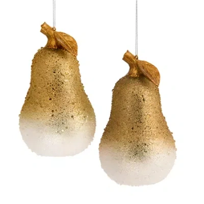 North Pole Trading Co . Pearl Set 2-pc. Christmas Ornament In Yellow