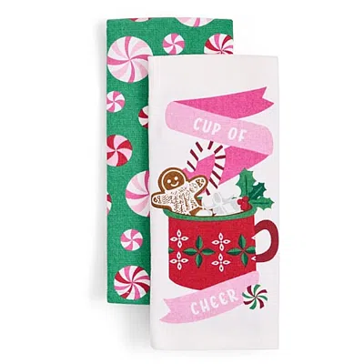 North Pole Trading Co . Peppermint 2-pc. Kitchen Towel Set In Multiple Colors