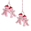 North Pole Trading Co . Pink Double Gingerbread Men Set 2-pc. Christmas Ornament In Pink
