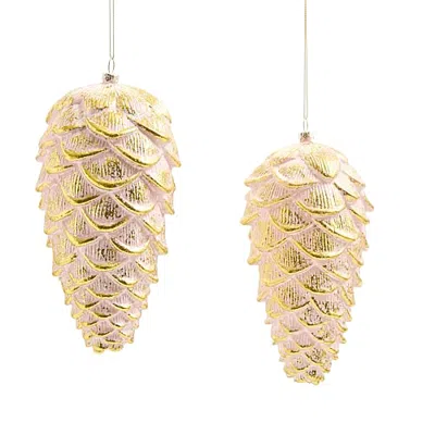 North Pole Trading Co . Pink Pinecone 2-pc. Christmas Ornament