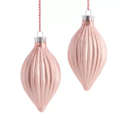 North Pole Trading Co . Pink Pleated Drop Set 2-pc. Christmas Ornament