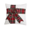 North Pole Trading Co . Plaid Bow Square Throw Pillow In Red