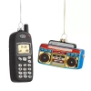 North Pole Trading Co . Radio And Phone Set 2-pc. Christmas Ornament In Blue