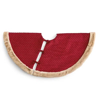 North Pole Trading Co . Red Pleated Velvet Fur Tree Skirt Indoor Tree Skirt