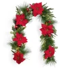 North Pole Trading Co . Red Poinsettia Christmas Indoor Garland In Red