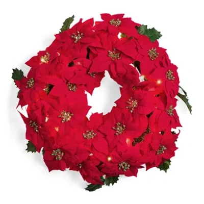 North Pole Trading Co . Red Poinsettia Wreath