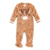 North Pole Trading Co . Reindeer Baby Unisex Plush Crew Neck Long Sleeve Matching Family Footed Pajamas In Brown
