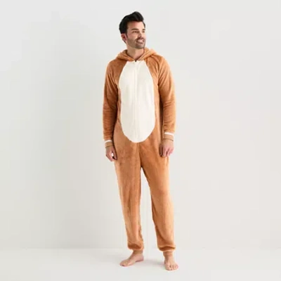 North Pole Trading Co . Reindeer Unisex Adult Plush Hooded Long Sleeve Matching Family One Piece Pajama In Brown