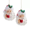 North Pole Trading Co . Santa Head Set 2-pc. Christmas Ornament In Red