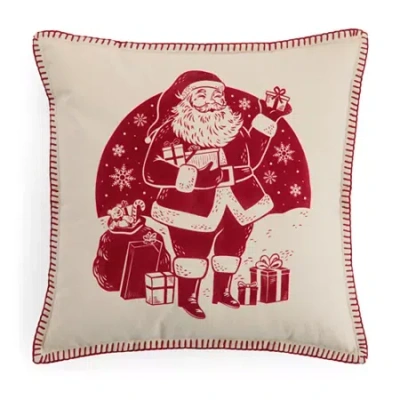 North Pole Trading Co . Santa Square Throw Pillow In Red