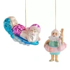 North Pole Trading Co . Santa Surfer And Tube Set 2-pc. Christmas Ornament In Pink