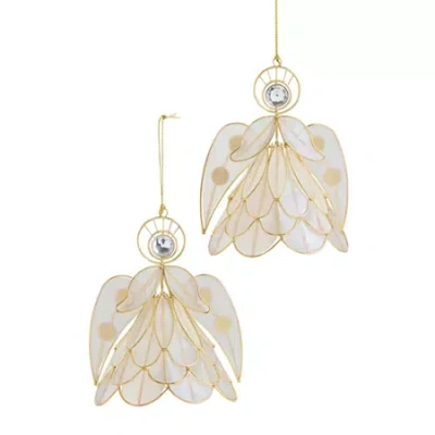 North Pole Trading Co . Scallop Angel Set 2-pc. Christmas Ornament In White