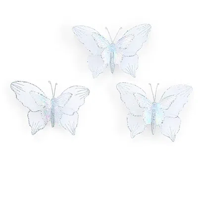 North Pole Trading Co . Silver Butterfly Xmas Clip 3-pc. Clips