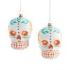 North Pole Trading Co . Skull Set 2-pc. Christmas Ornament In Pink