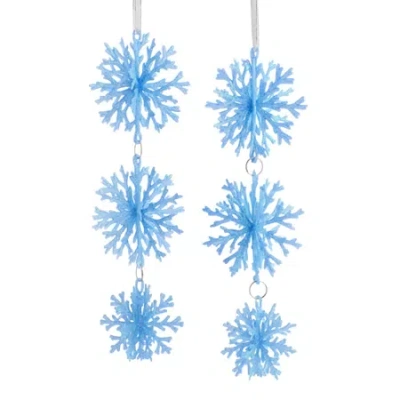 North Pole Trading Co . Snowflake Dangle Set 2-pc. Christmas Ornament In Blue